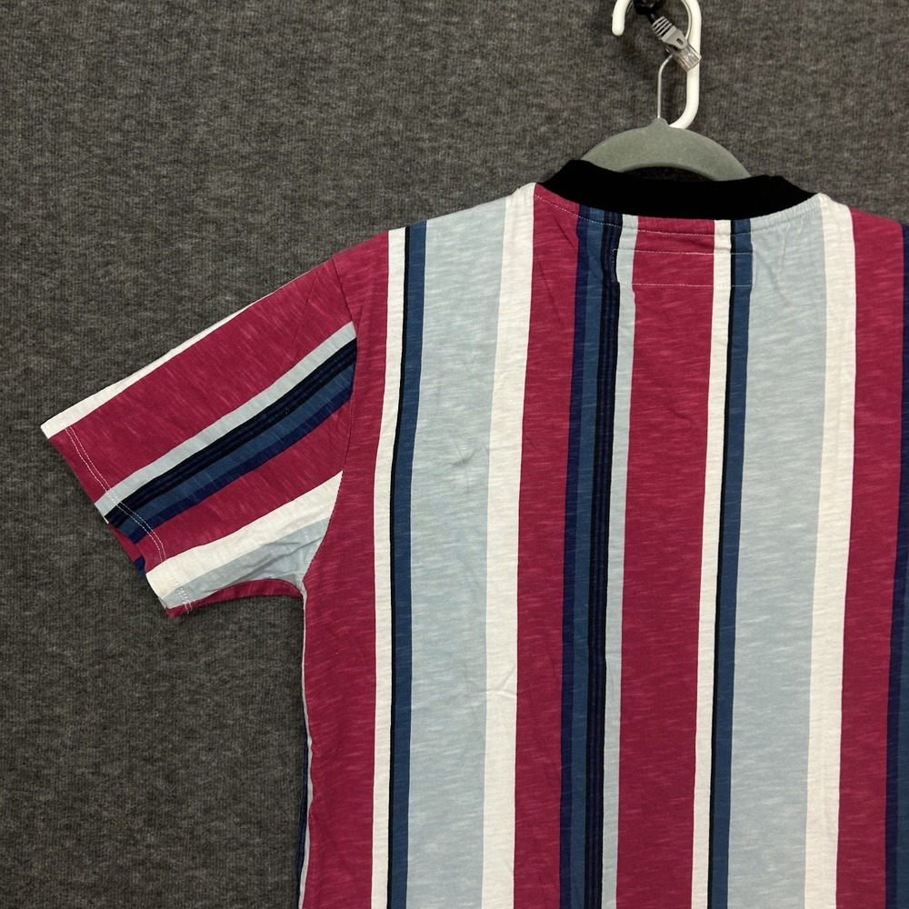 VTG 90 Guess Vertical Striped Embroidered Spellout Short Sleeve Shirt Size Small - Picture 7 of 14